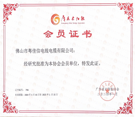 廣東太陽能協會會員單位證書